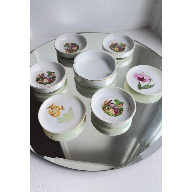 Intage Japanese & European Porcelain Tabletop Set – Floral Rococo Coasters, Tea Bag Holders & Ashtray” For Sale - Image 11 of 17