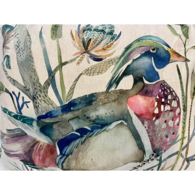 Cream Pair of Bolster Pillows With a Colorful Duck Print - Made in U K For Sale - Image 8 of 10