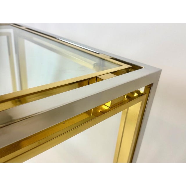 1970s Italian Coffee Table in Chrome & Glass & Brass, 1970s For Sale - Image 5 of 13