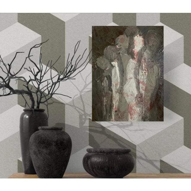Abstract Figurative Painting by Artist Christopher Shoemaker, 18" X 13" For Sale - Image 9 of 9