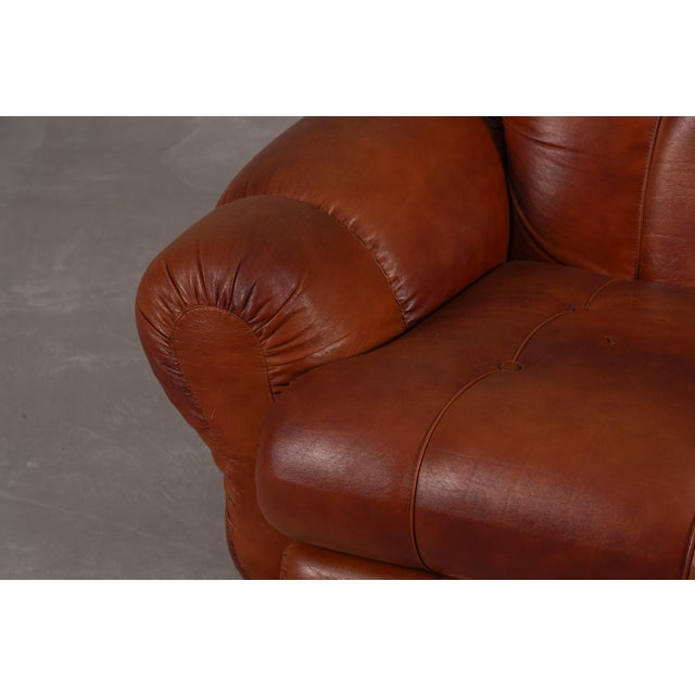 Vintage Italian Club Chairs in Cognac Leatherette, Italy, 1970s, Set of 2 For Sale - Image 11 of 15