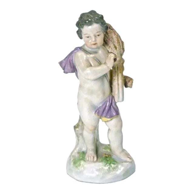 Antique Porcelain Meissen Cherub For Sale