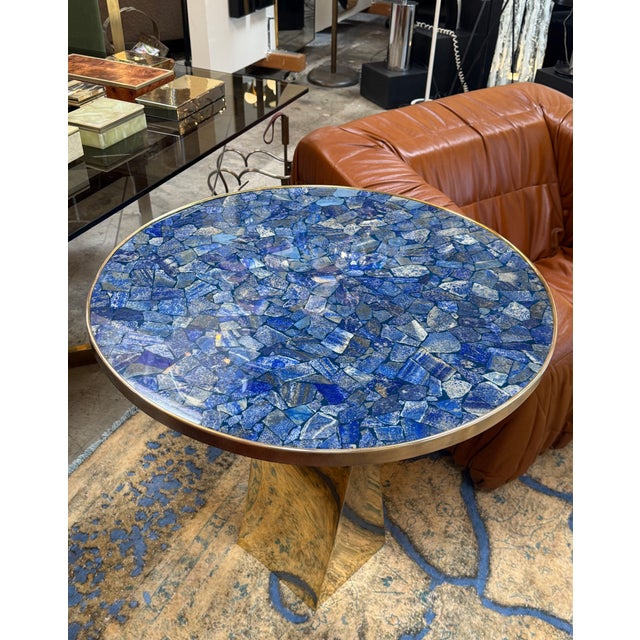 Lapis Lazuli and Bronze Pedestal Table For Sale In Los Angeles - Image 6 of 6