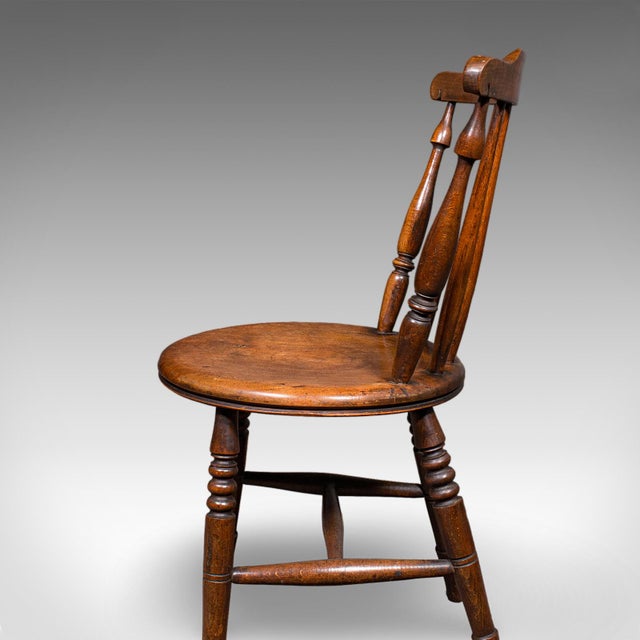 Set of 4 Antique Station Chairs, English Beech Dining Seat, Reception, Edwardian For Sale - Image 12 of 12