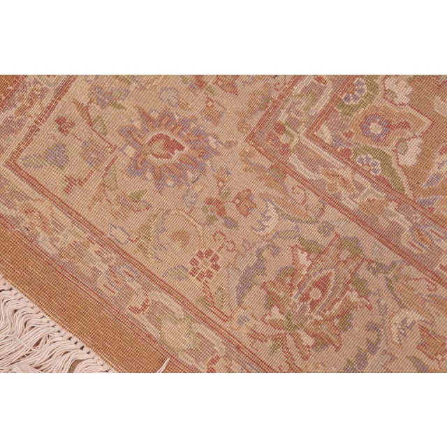 Textile Shabby Chic Floral 1990's Brown/Beige Wool Rug - 4'7'' X 6'11'' For Sale - Image 7 of 9