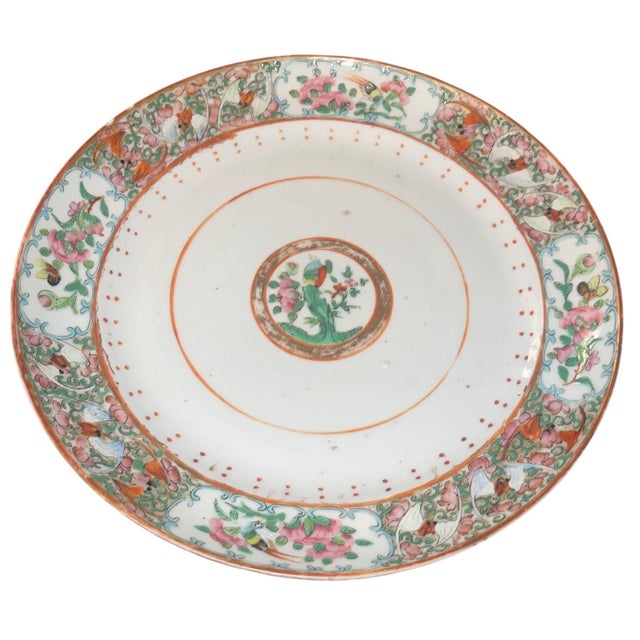 Mid-19th Century Set of Seven Chinese Export Rose Mandarin Porcelain Plates For Sale - Image 9 of 9
