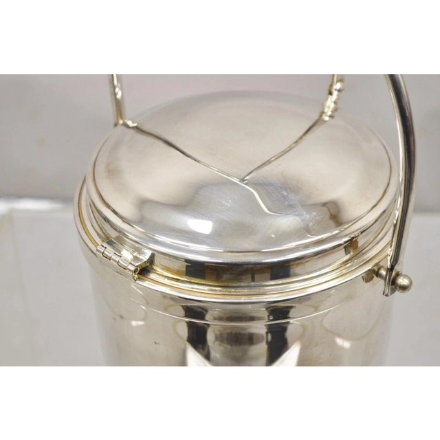 Mid 20th Century Vintage Wallace Mid Century Modern Silver Plated Glass Lined Hinged Ice Bucket For Sale - Image 5 of 11