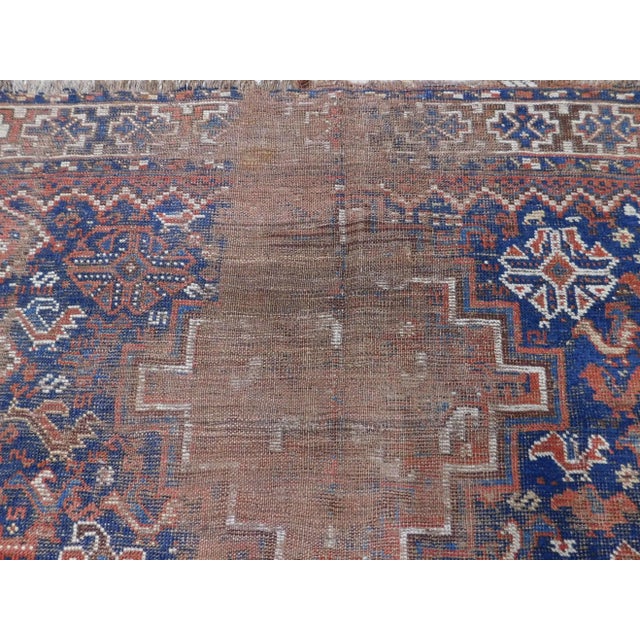 Textile Distressed Antique Persian Rug. 5'2"x 6'7" For Sale - Image 7 of 13