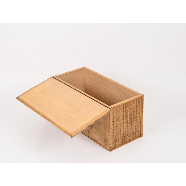 French Riviera Storage Chest in Bamboo and Wicker, Italy, 1970 For Sale - Image 11 of 15