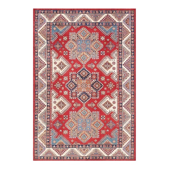 Pasargad Home Tribal Red Wool Area Rug- 6' 1'' X 8'11'' For Sale