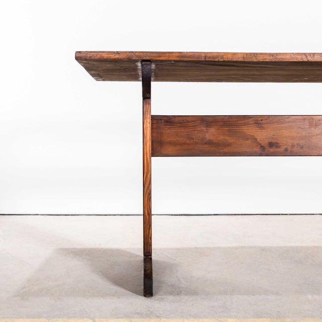 1940s Arts and Crafts French Scrubbed Top Dining Table, 1940s For Sale - Image 5 of 8