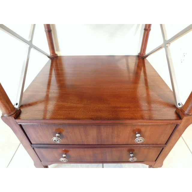 Ethan Allen Ethan Allen Mahogany Wood Two Drawer Side/End Accent Table W/ Gallery Top For Sale - Image 4 of 12
