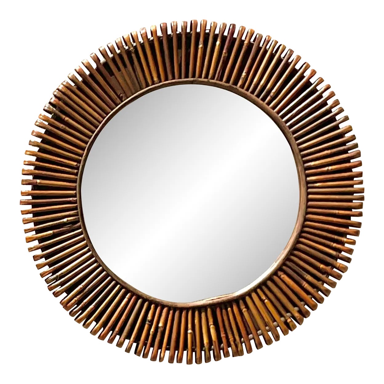 Vintage Coastal Wrapped Rattan Mirror | Chairish