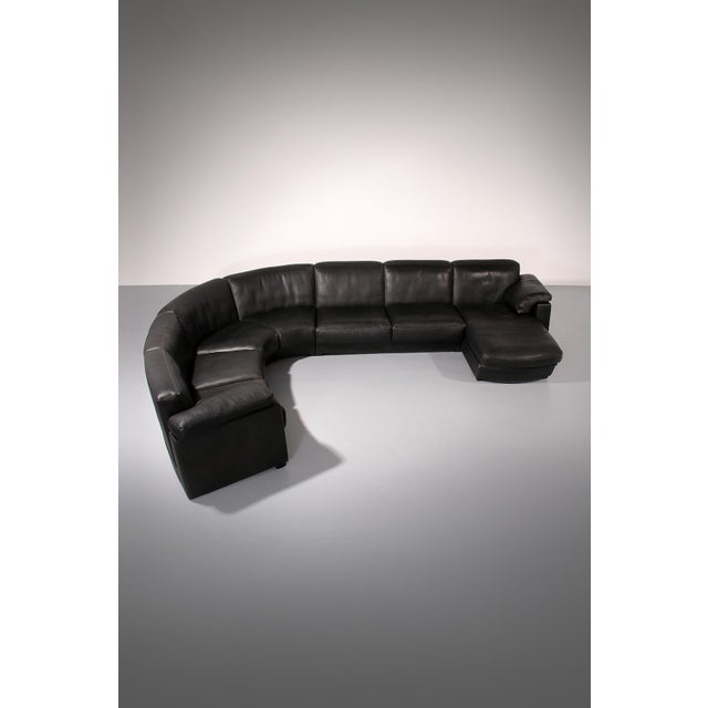Modular Leather Sofa in Black from de Sede, 1980, Set of 7 For Sale - Image 4 of 13