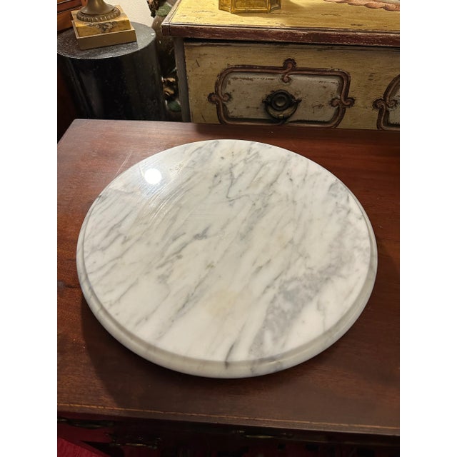 Vintage Italian Postmodern Carrara Marble Lazy-Susan. Vintage Italian Postmodern or Minimalist white with black veining...