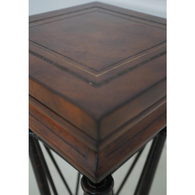 Animal Skin Pair of Maitland Smith Leather Wrapped Pedestal Stands For Sale - Image 7 of 13