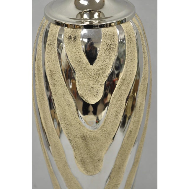 Early 21st Century Contemporary Modern Silver & Gold Ceramic "Allegheny" Table Lamp by Uttermost For Sale - Image 5 of 13