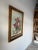 Vintage Impressionist oil painting on canvas depicting a still life scene of a vase with flowers on a table with two...