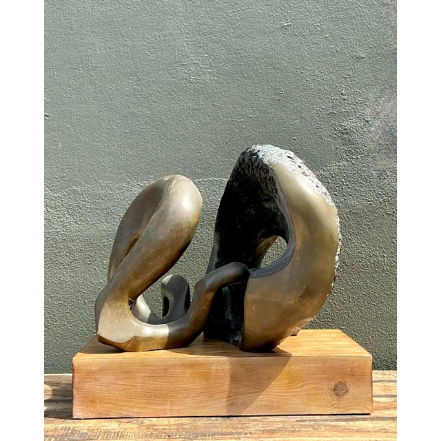 Vintage Monumental Bronze Abstract Sculpture For Sale - Image 11 of 12