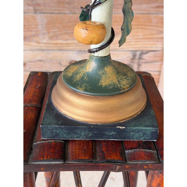 Vintage Italian Tole Lemon Table Lamp by Sarreid With Hand Painted Signed Shade For Sale - Image 9 of 12