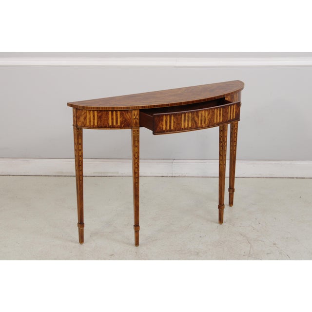 Theodore Alexander Inlaid Demilune Table For Sale In Philadelphia - Image 6 of 18