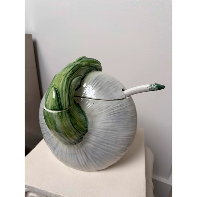 Italian Early 20th Century Italian Majolica Ceramic Onion Tureen For Sale - Image 3 of 11