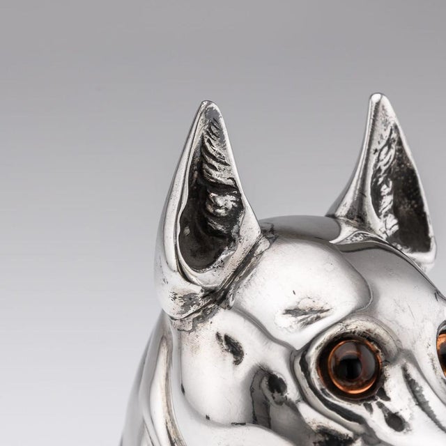 20th Century Continental Silver Plate & Clear Glass Novelty Pinscher Drinks Decanter For Sale - Image 12 of 18