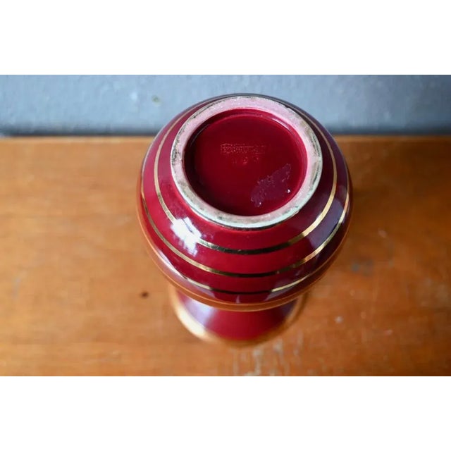 1940s Art Deco Red and Gold Vase, 1940s For Sale - Image 5 of 6