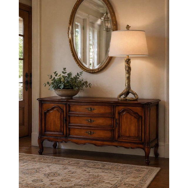 Metal Late 20th Century Modern Sculptural Driftwood Sunlit Bronze Finish Table Lamp - With Linen Drum Shade For Sale - Image 7 of 9