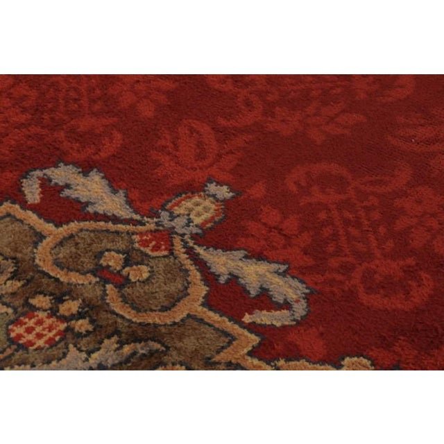 Textile Antique Dutch Art Deco Rug, Rich Red With Floral Damask - Rug & Kilim For Sale - Image 7 of 10