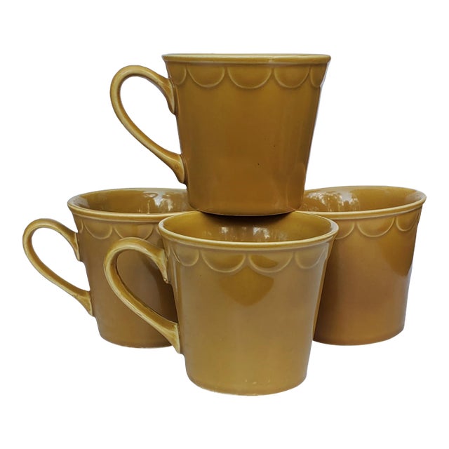 Vintage Homer Laughlin Castilian Coventry Golden Harvest Coffee Tea Mugs- Set of 4 For Sale