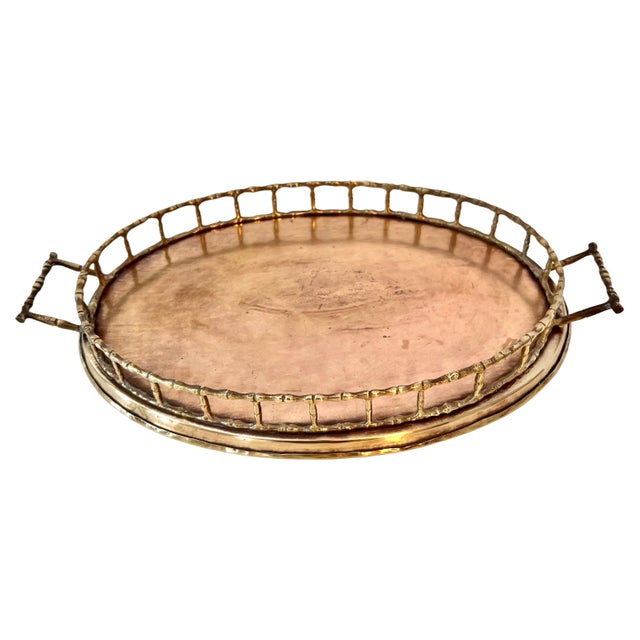 Mid 20th Century Brass Bamboo Tray in the Style of Ralph Lauren For Sale - Image 5 of 12