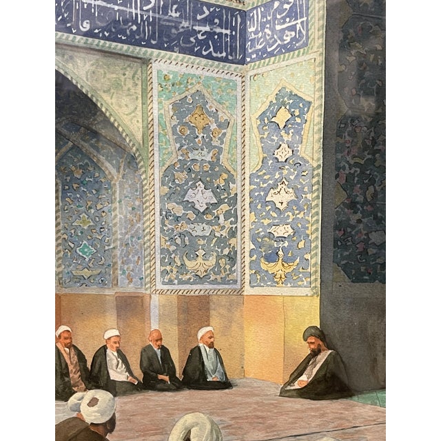 An Iranian Watercolor Painting of a Mosque View by Andro For Sale - Image 4 of 8