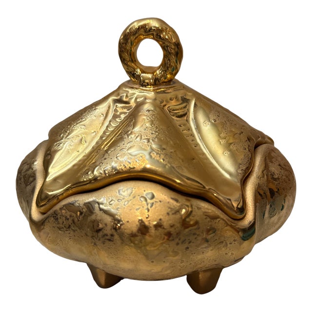 Mid 20th Century 22 Karat Gold Ceramic Candy Dish For Sale