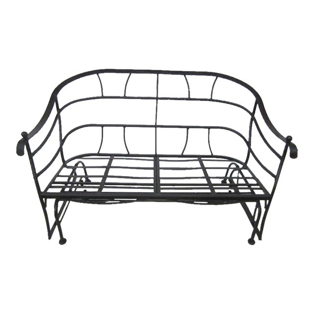 1960s Salterini Style Metal Patio Black Glider For Sale