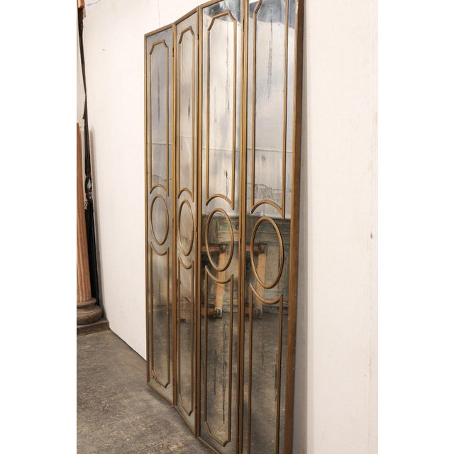 Mid 20th Century Antiqued Glass Folding Screen For Sale - Image 4 of 14