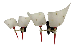 1950s Pair of French Double Wall Sconces Style Pierre Guariche