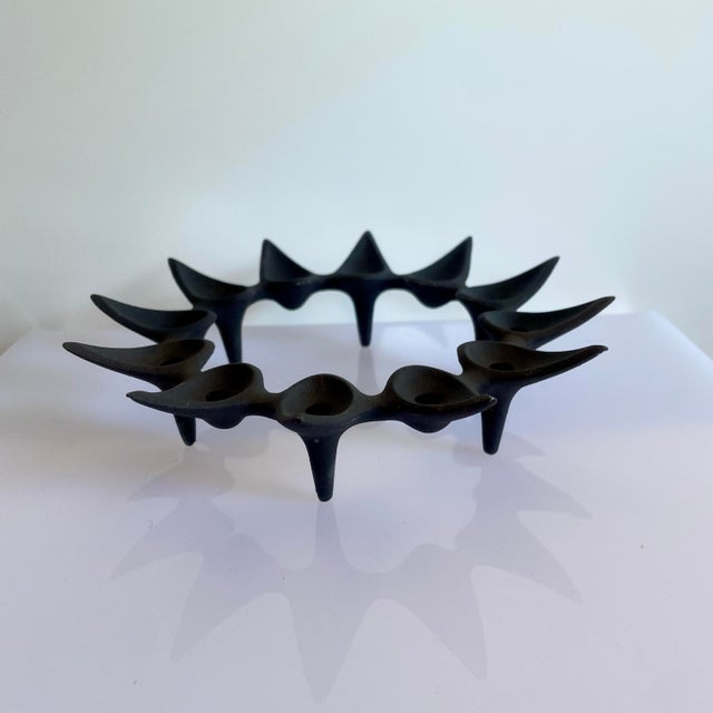 Dansk Vintage Jens Quistgaard for Dansk Cast Iron Star Burst Candlestick Holder For Sale - Image 4 of 4