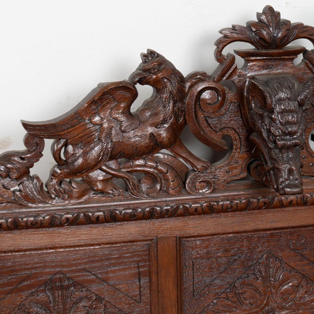 Rustic 19th Century Carved Oak Wall Shelf With Boar’s Head and Griffins For Sale - Image 3 of 12