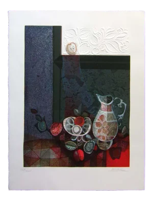 "Still Life" Contemporary Embossed Lithograph Signed by Sunol Alvar