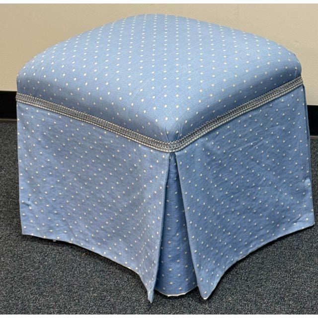 1990s Late 20th Century Skirted Upholstered Ottomans - A Pair For Sale - Image 5 of 9