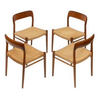 Model 75 Dining Chairs in Teak and Cord by Niels Otto (N. O.) Møller for J.L. Møllers, 1960s, Set of 4 For Sale