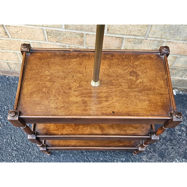 Frederick Cooper Three-Tier Walnut Side Table Floor Lamp For Sale - Image 11 of 11
