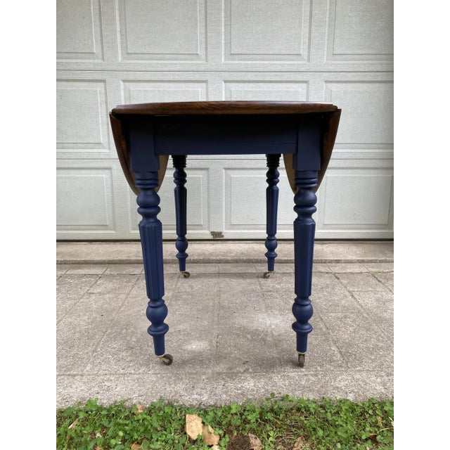 Blue Louis XVI Style Drop-Leaf Table, 19th Century For Sale - Image 8 of 18