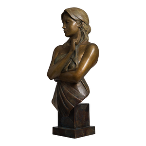 2004 "Dreamer" Contemporary Figurative Bronze Bust Sculpture by Rodd Ambroson - signed verso