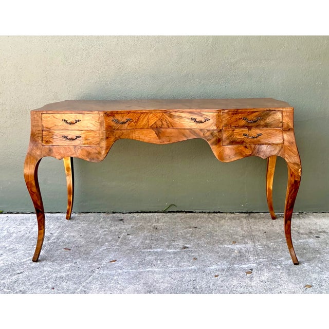 Vintage Italian Burl Wood Writing Desk For Sale - Image 9 of 12