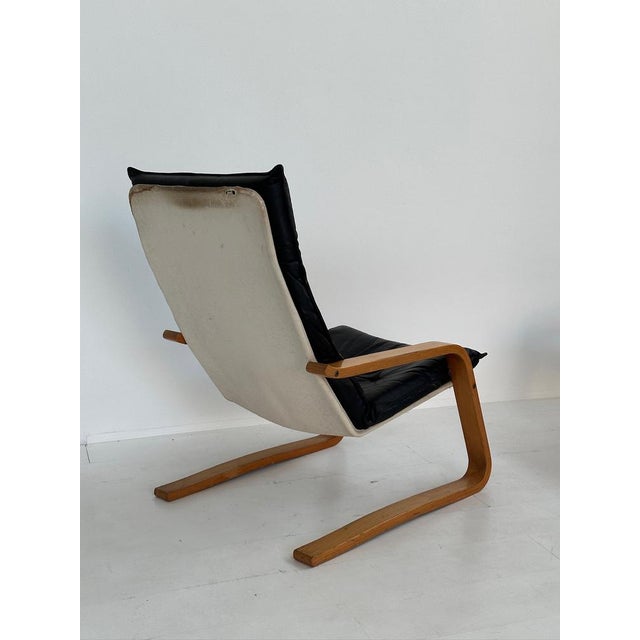 Vintage Leather Armchairs and Pouf, 1970s, Set of 3 For Sale - Image 12 of 18