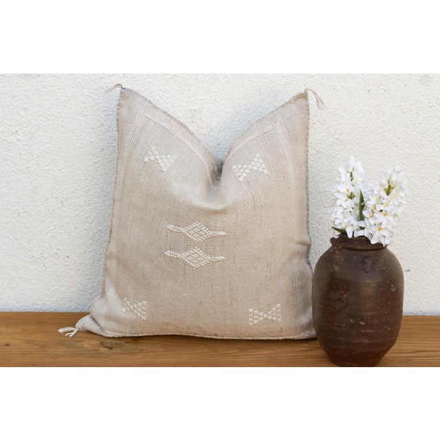 Grey Mist Diamond Cactus Silk Moroccan Pillow For Sale - Image 9 of 9