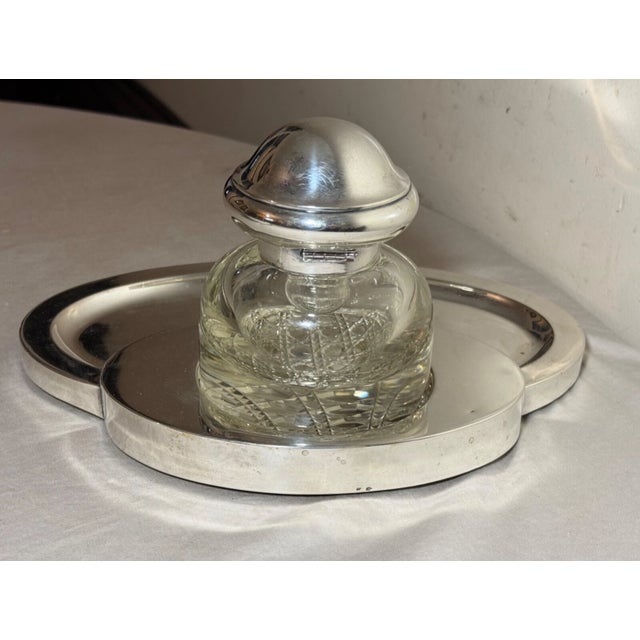 Huge Antique Wilkens & Sohne 800 Sterling Silver Writing Inkwell Desk Stand For Sale In New York - Image 6 of 16