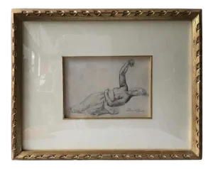 1880s Paul Albert Besnard Pencil Drawing of a Reclining Woman